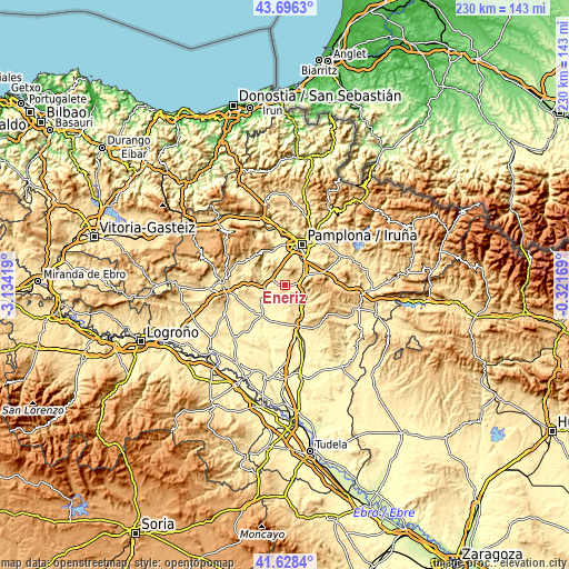 Topographic map of Enériz