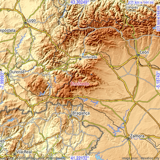 Topographic map of Encinedo