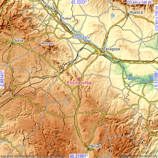 Topographic map of Encinacorba