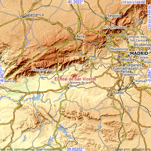 Topographic map of El Real de San Vicente