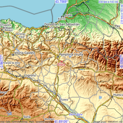 Topographic map of Elorz