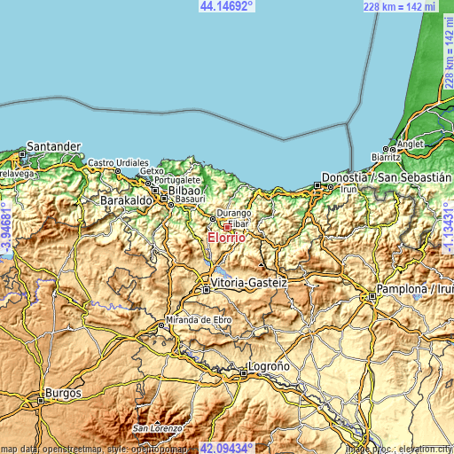 Topographic map of Elorrio