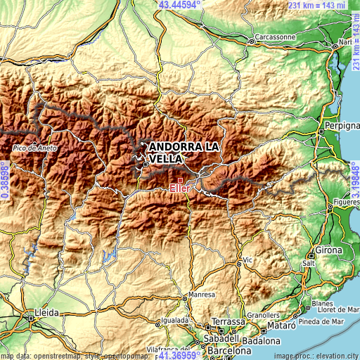 Topographic map of Éller