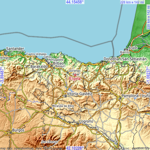 Topographic map of Elgeta
