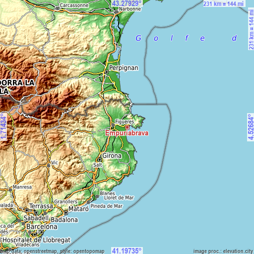 Topographic map of Empuriabrava