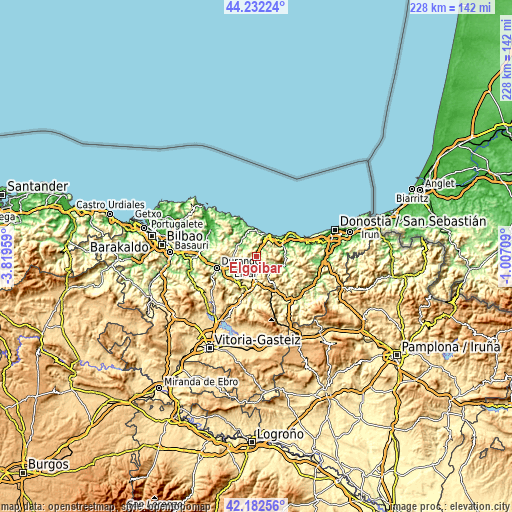 Topographic map of Elgoibar