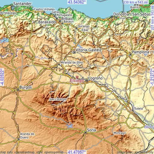 Topographic map of Elciego