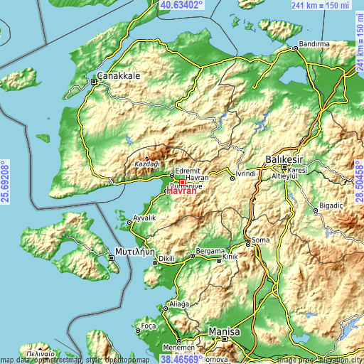 Topographic map of Havran