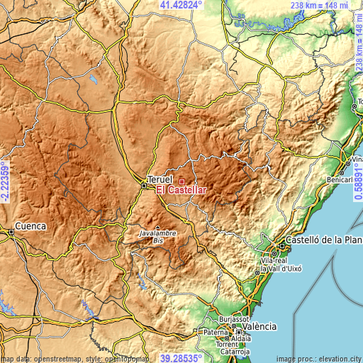 Topographic map of El Castellar