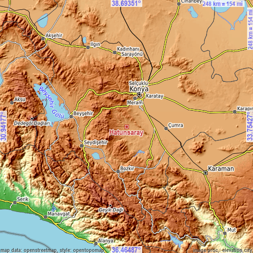 Topographic map of Hatunsaray