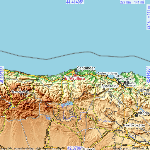 Topographic map of El Astillero