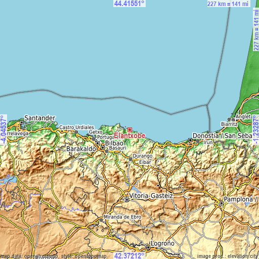 Topographic map of Elantxobe