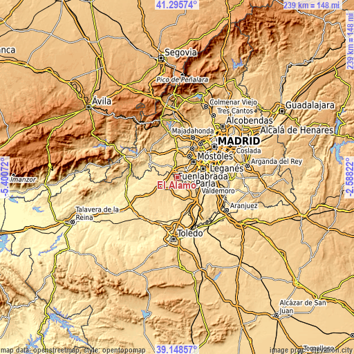 Topographic map of El Álamo