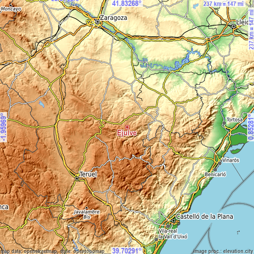 Topographic map of Ejulve