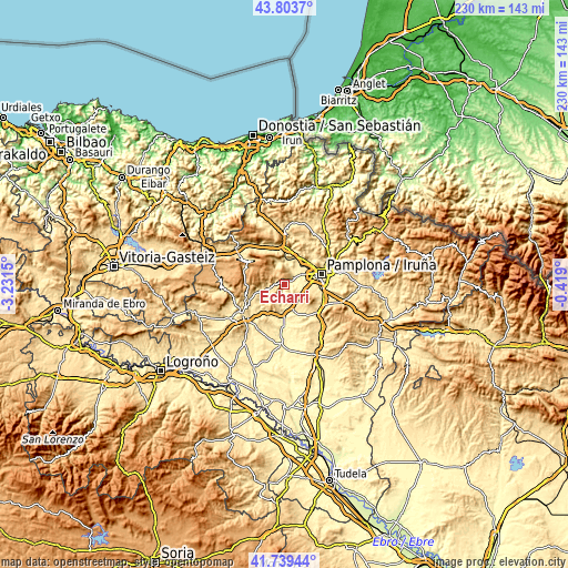 Topographic map of Echarri