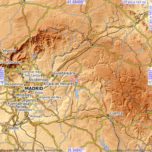 Topographic map of Durón