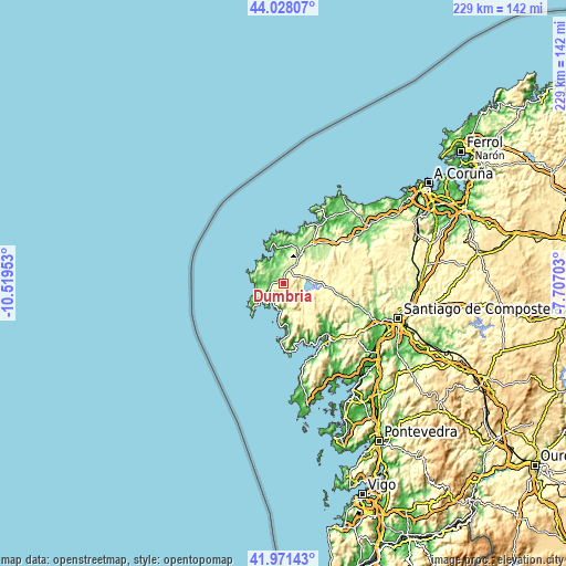 Topographic map of Dumbría