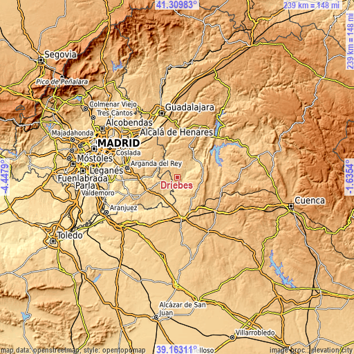 Topographic map of Driebes