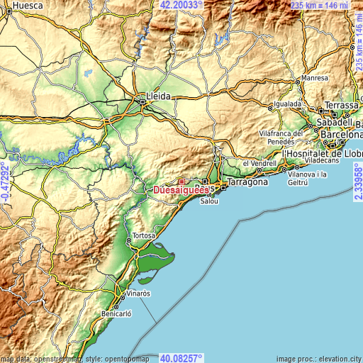 Topographic map of Duesaigües