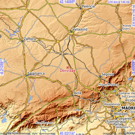 Topographic map of Donvidas