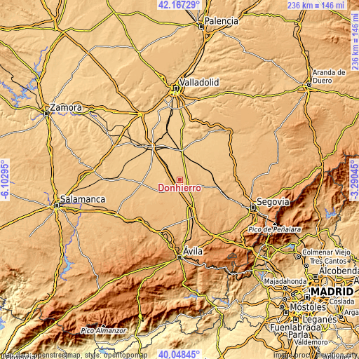 Topographic map of Donhierro