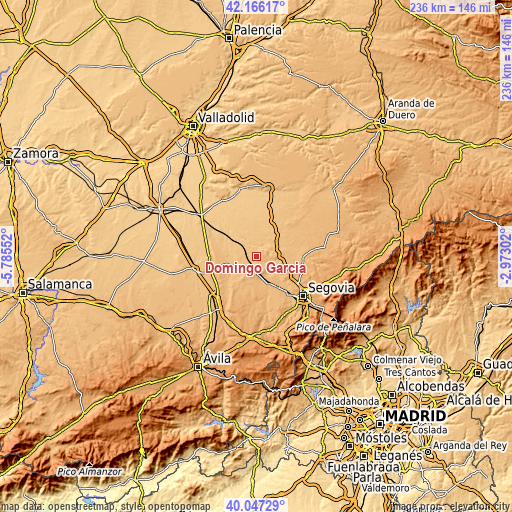 Topographic map of Domingo García