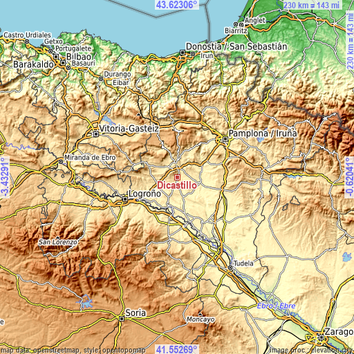 Topographic map of Dicastillo