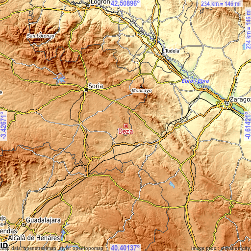 Topographic map of Deza