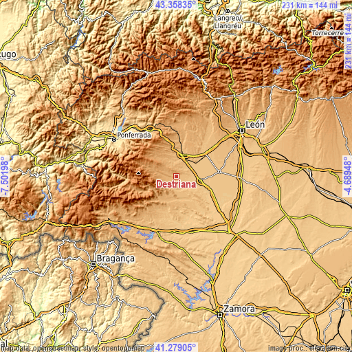 Topographic map of Destriana