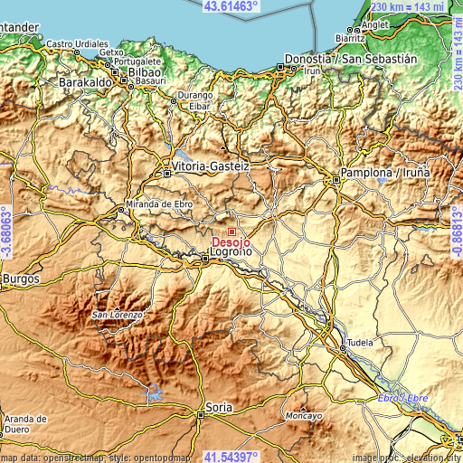 Topographic map of Desojo