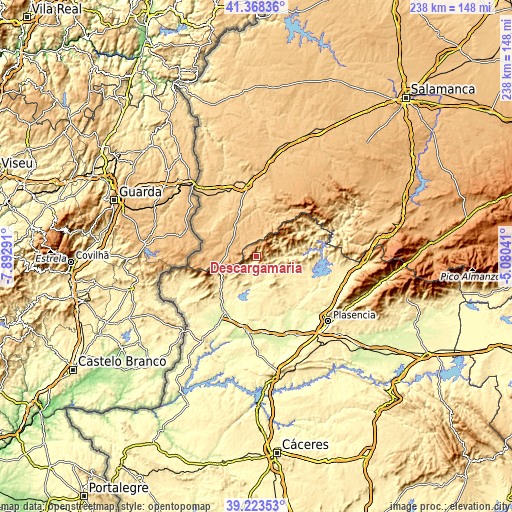 Topographic map of Descargamaría