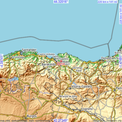 Topographic map of Derio