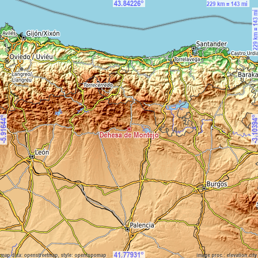 Topographic map of Dehesa de Montejo