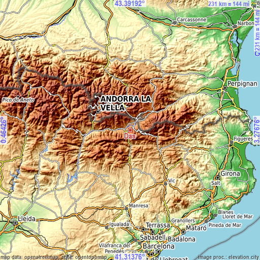 Topographic map of Das