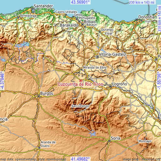 Topographic map of Cuzcurrita de Río Tirón