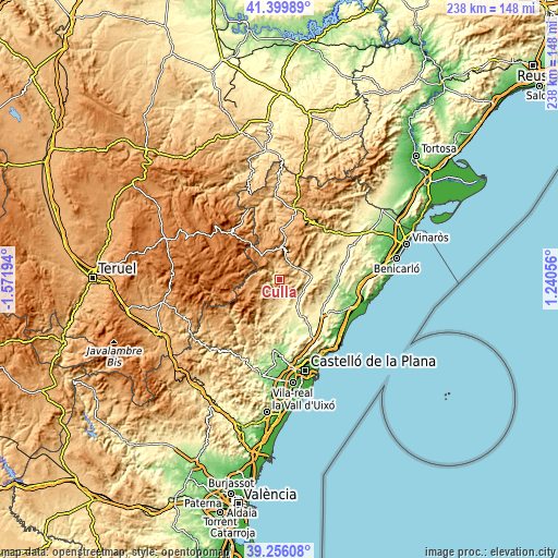 Topographic map of Culla