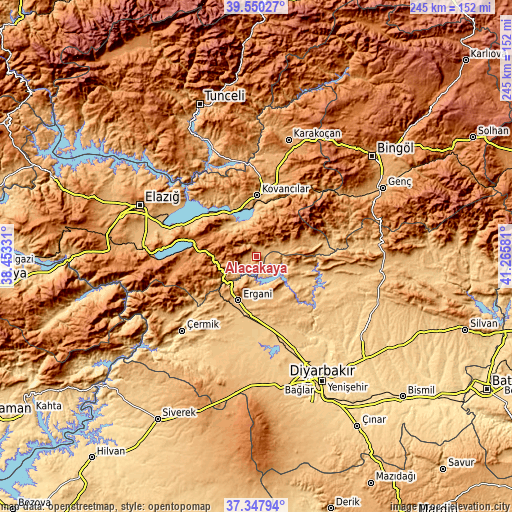 Topographic map of Alacakaya