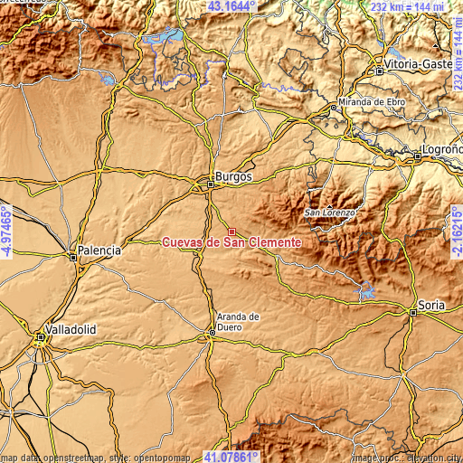 Topographic map of Cuevas de San Clemente