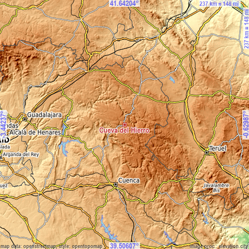 Topographic map of Cueva del Hierro