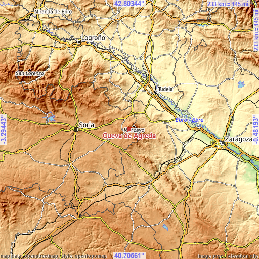 Topographic map of Cueva de Ágreda