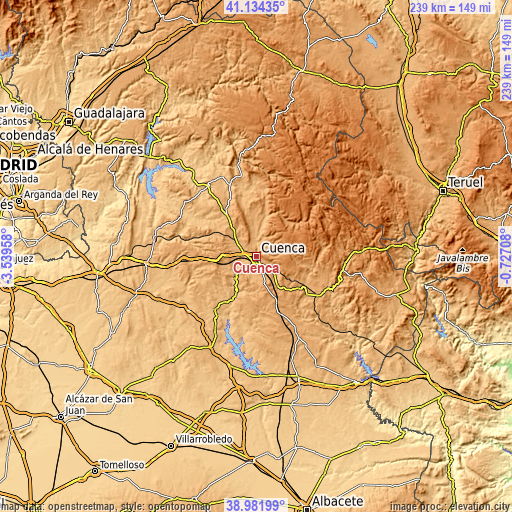 Topographic map of Cuenca