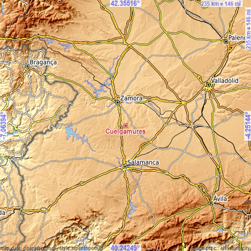 Topographic map of Cuelgamures