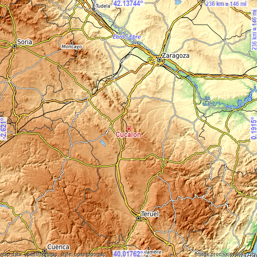 Topographic map of Cucalón