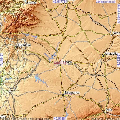 Topographic map of Cubillos