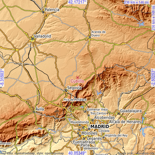 Topographic map of Cubillo