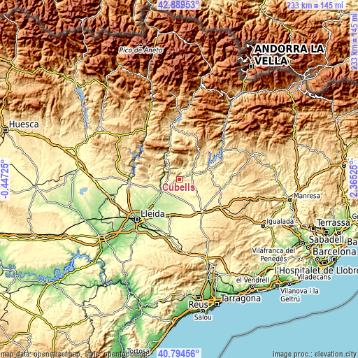 Topographic map of Cubells