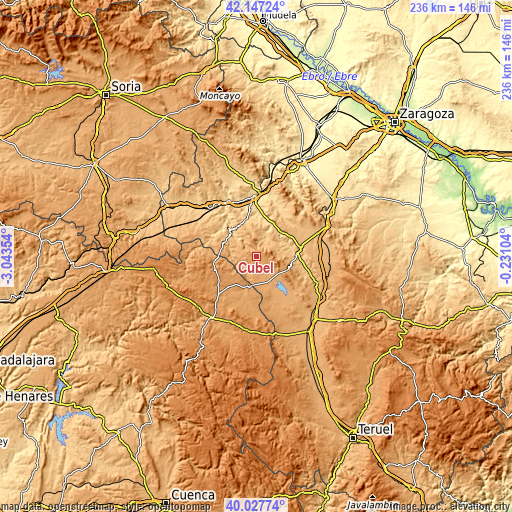 Topographic map of Cubel