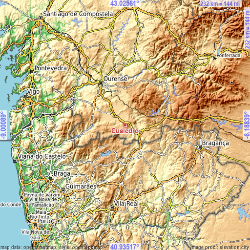 Topographic map of Cualedro