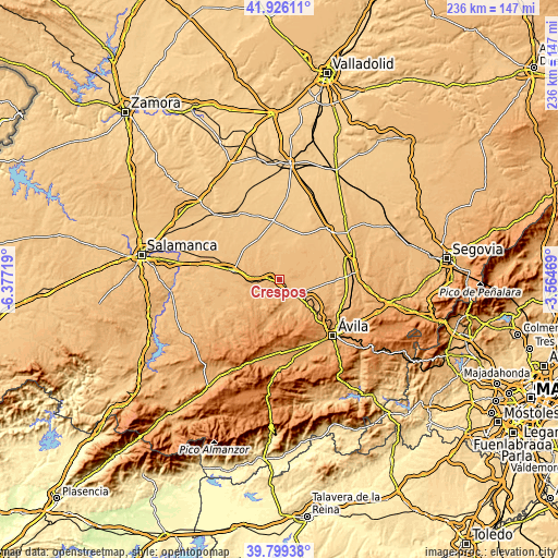 Topographic map of Crespos