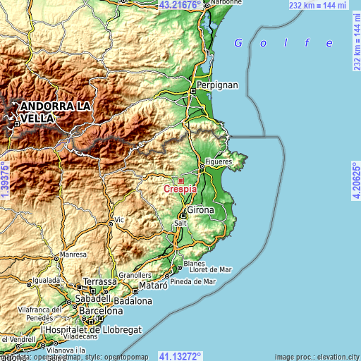 Topographic map of Crespià